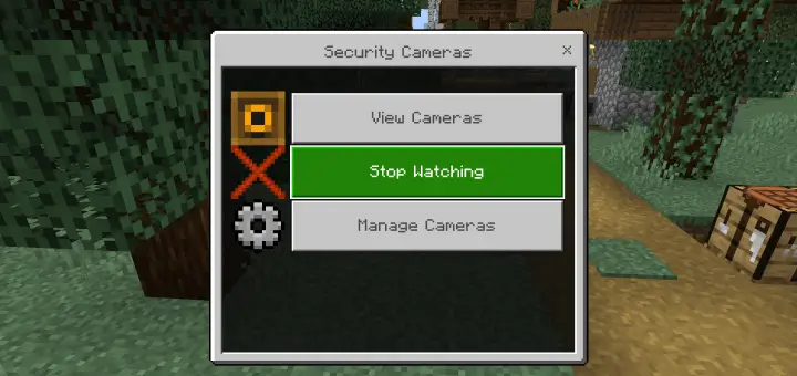 Меню выбора действия с камерой